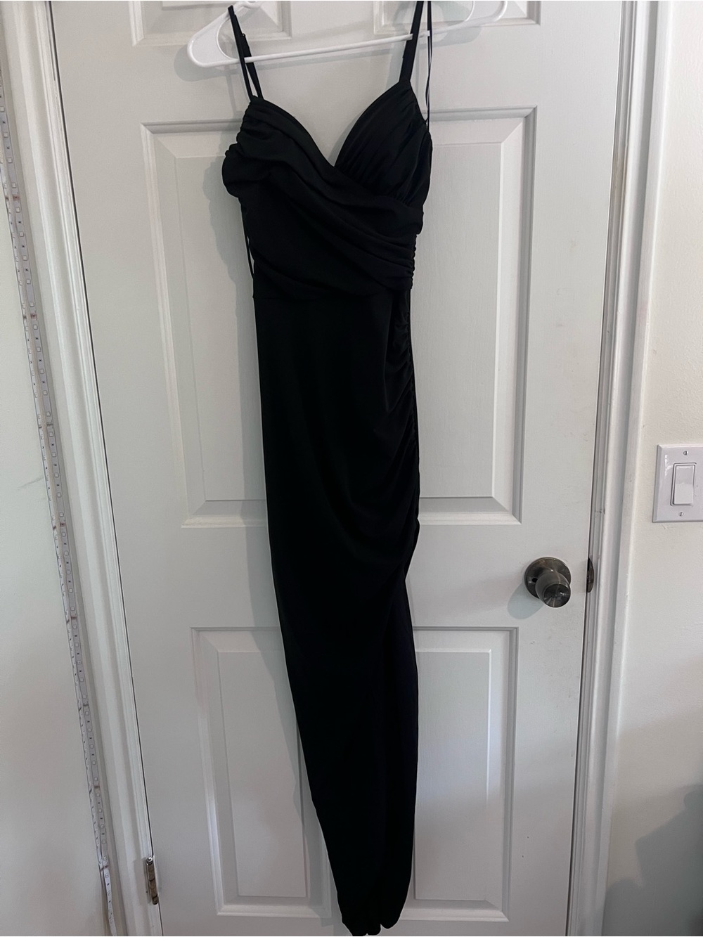 Crystal Doll Black Maxi Dress with Spaghetti Straps